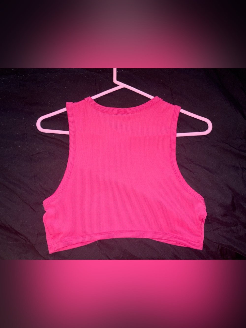 SHEIN Hot Pink Ribbed Racerback Crop Tank
